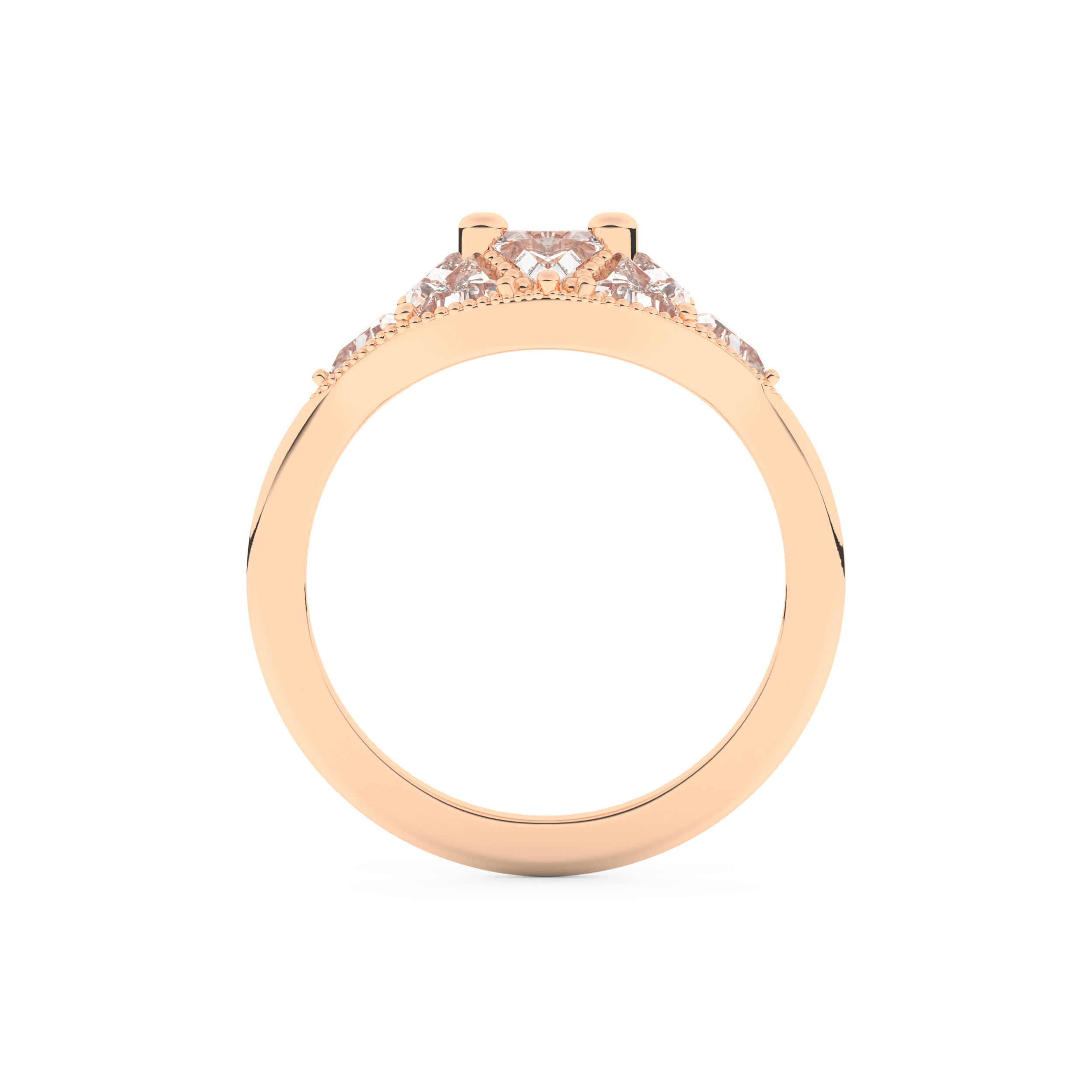 Wedding Band with 1.51 CT Triangle & Baguette Straight Cut Moissanite – Yellow, White, or Rose Gold