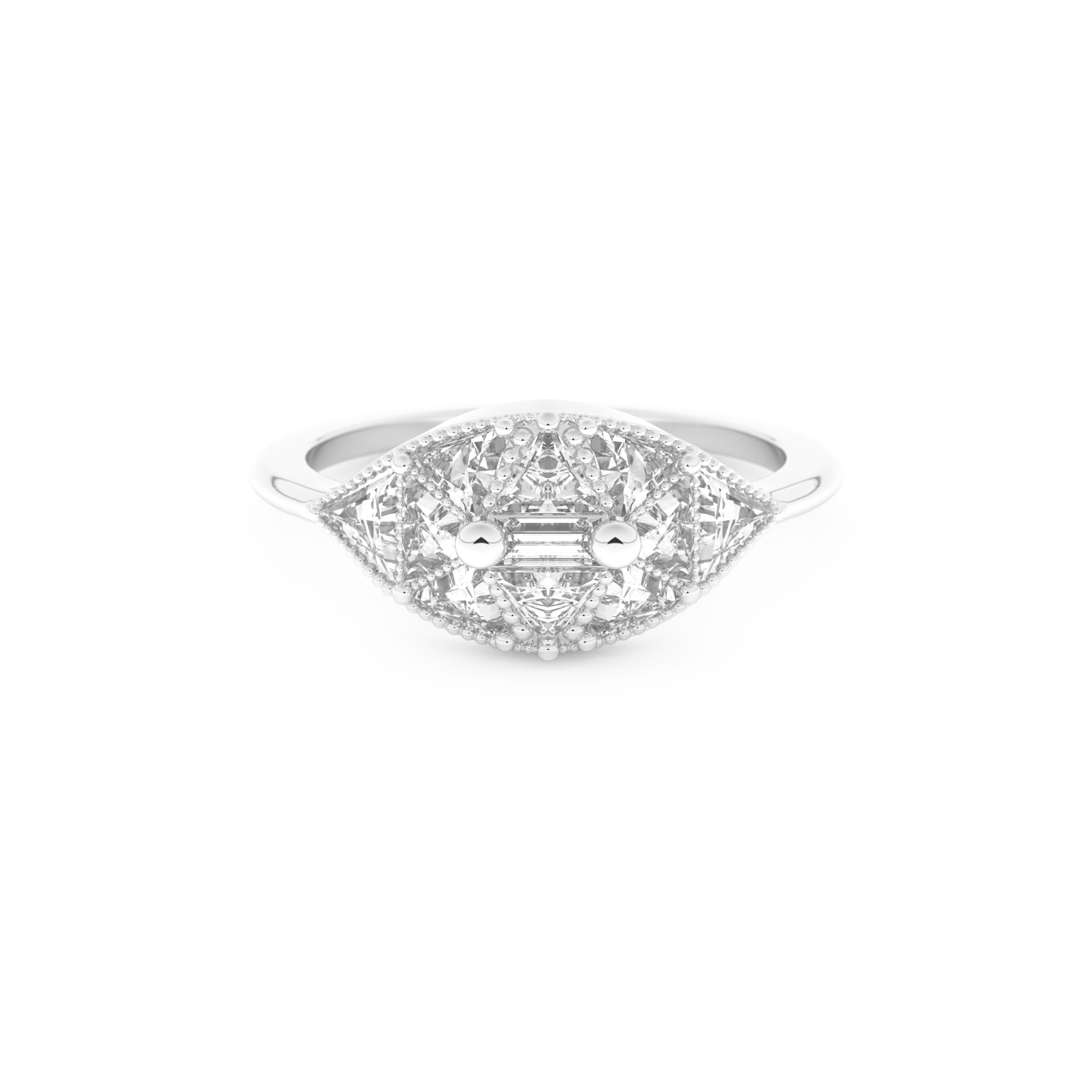 Wedding Band with 1.51 CT Triangle & Baguette Straight Cut Moissanite – Yellow, White, or Rose Gold