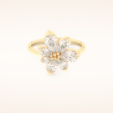 1.57 TCW Pear Shaped Moissanite Flower Wedding Band