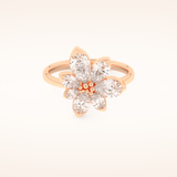 1.57 TCW Pear Shaped Moissanite Flower Wedding Band
