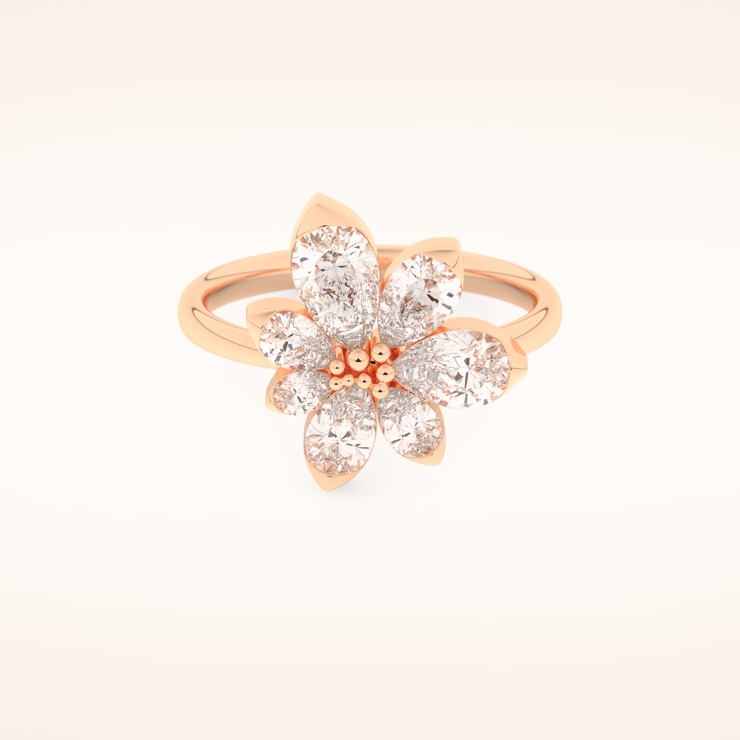 1.57 TCW Pear Shaped Moissanite Flower Wedding Band