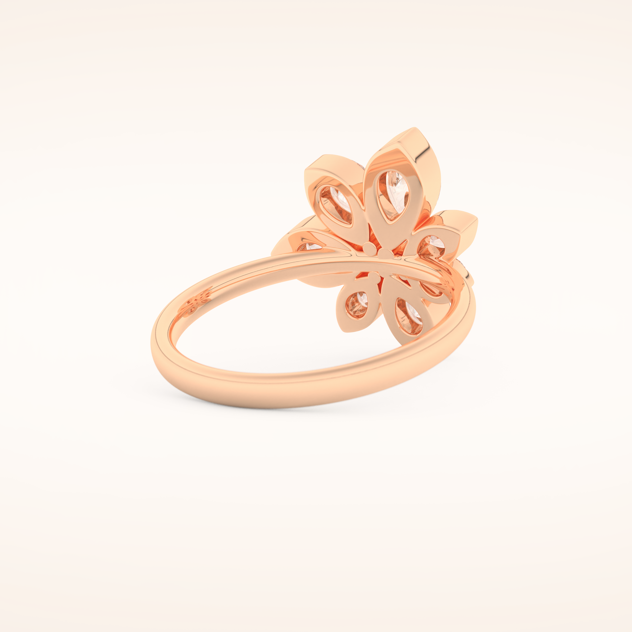 1.57 TCW Pear Shaped Moissanite Flower Wedding Band