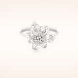 1.57 TCW Pear Shaped Moissanite Flower Wedding Band