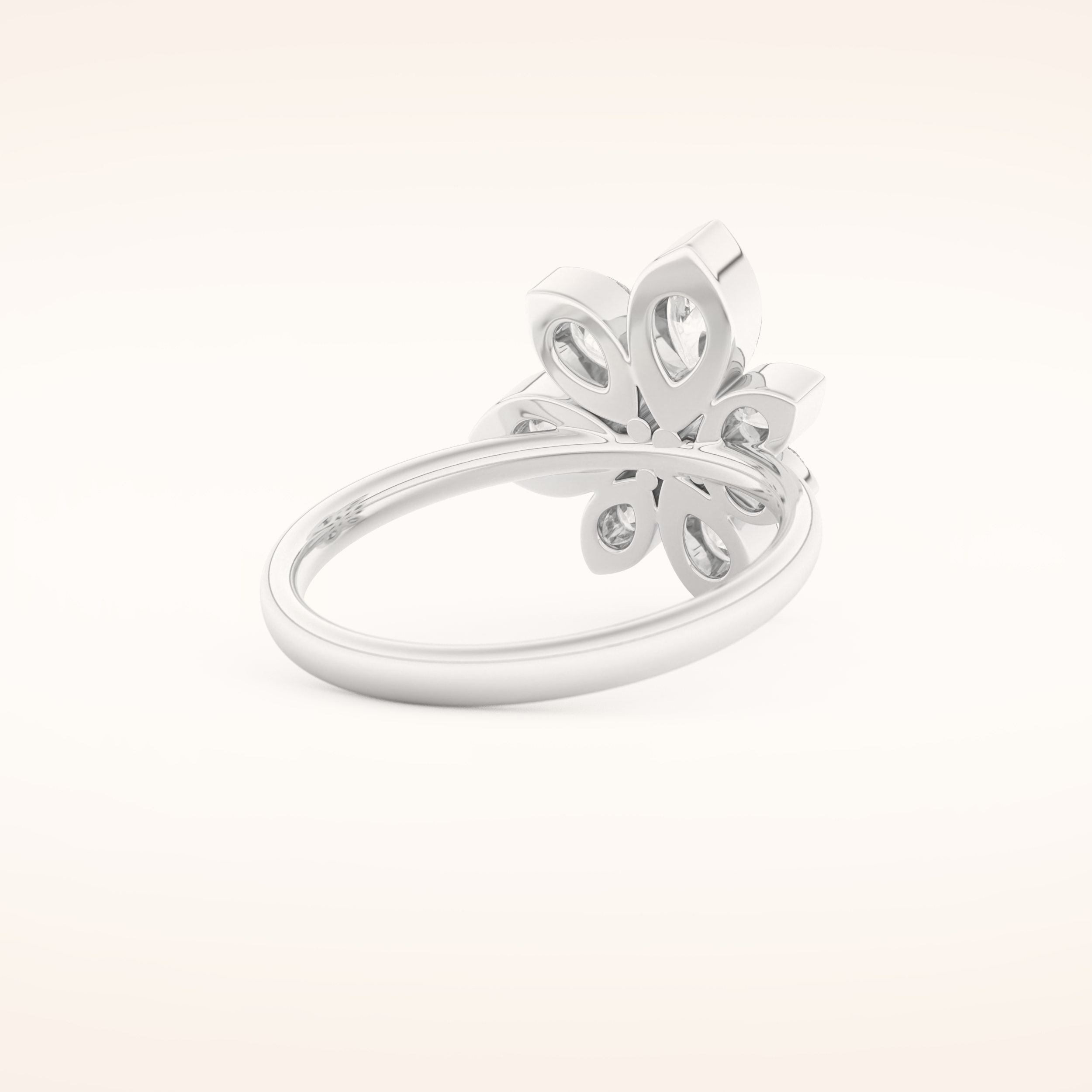 1.57 TCW Pear Shaped Moissanite Flower Wedding Band