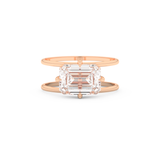 Elongated Emerald Cut 2.51 Carat Moissanite Ring – Solitaire & Double Shank Setting in Gold