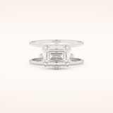 2.51 CT Emerald Shaped Solitaire Double Shank Moissanite Engagement Ring