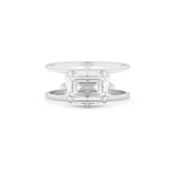 Elongated Emerald Cut 2.51 Carat Moissanite Ring – Solitaire & Double Shank Setting in Gold