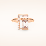 1 TCW Round, Emerald & Baguette Shaped Unique Moissanite Engagement Ring