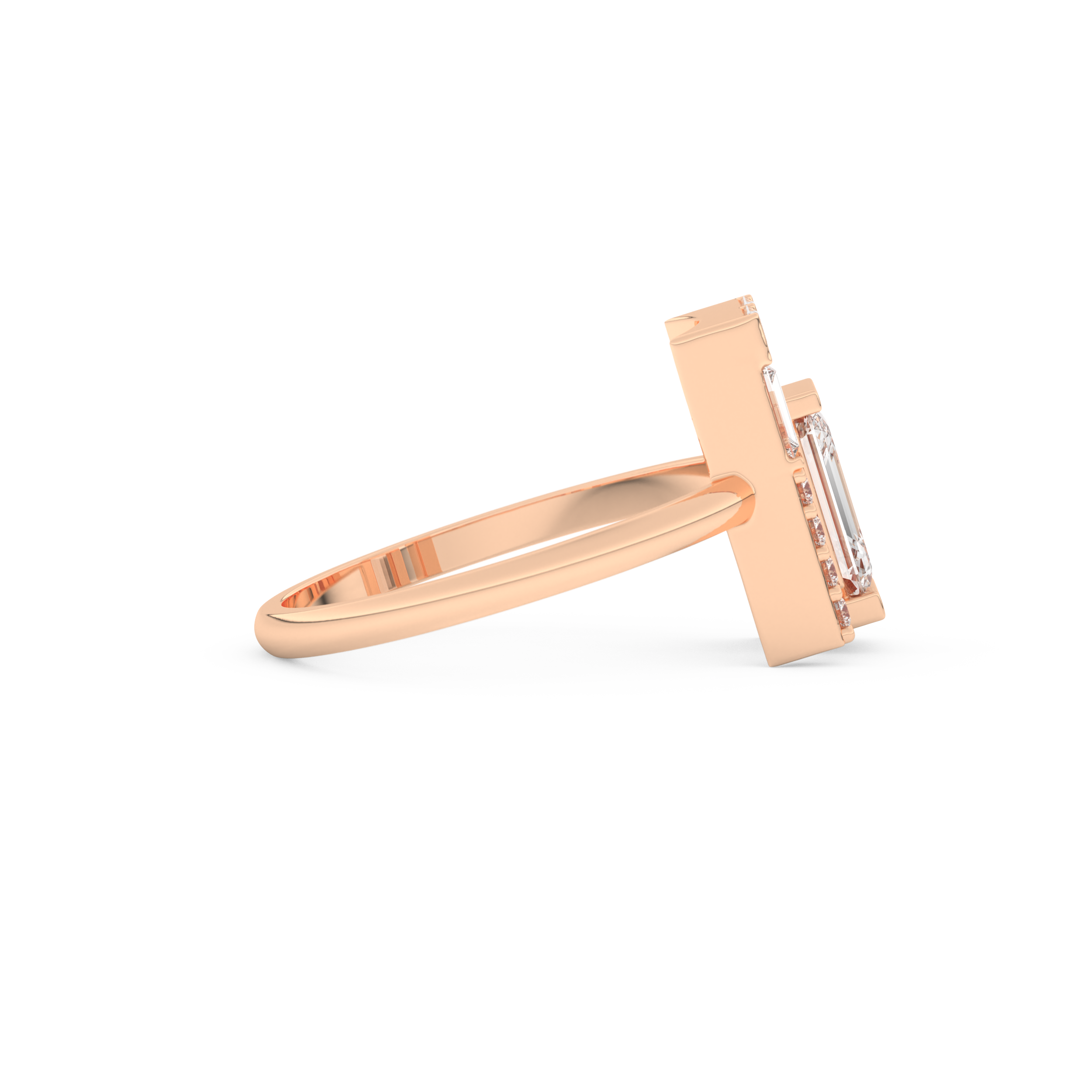 Wedding Band with 1.00 CT Round ,Emerald & Baguette Cut Moissanite – Yellow, White, or Rose Gold