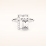 1 TCW Round, Emerald & Baguette Shaped Unique Moissanite Engagement Ring