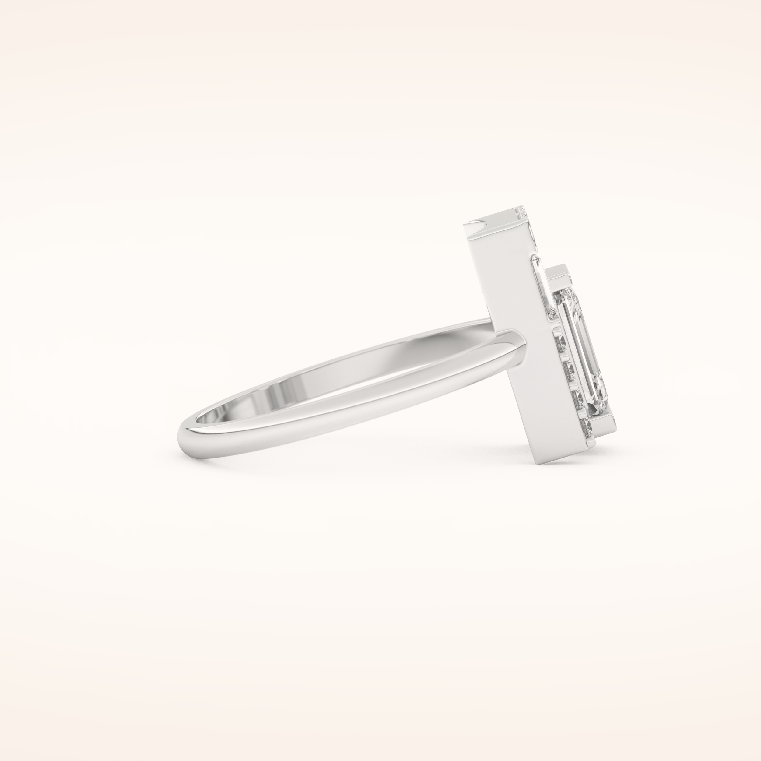 1 TCW Round, Emerald & Baguette Shaped Unique Moissanite Engagement Ring
