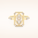 0.88 CT Marquise Shaped Pave Moissanite Engagement Ring