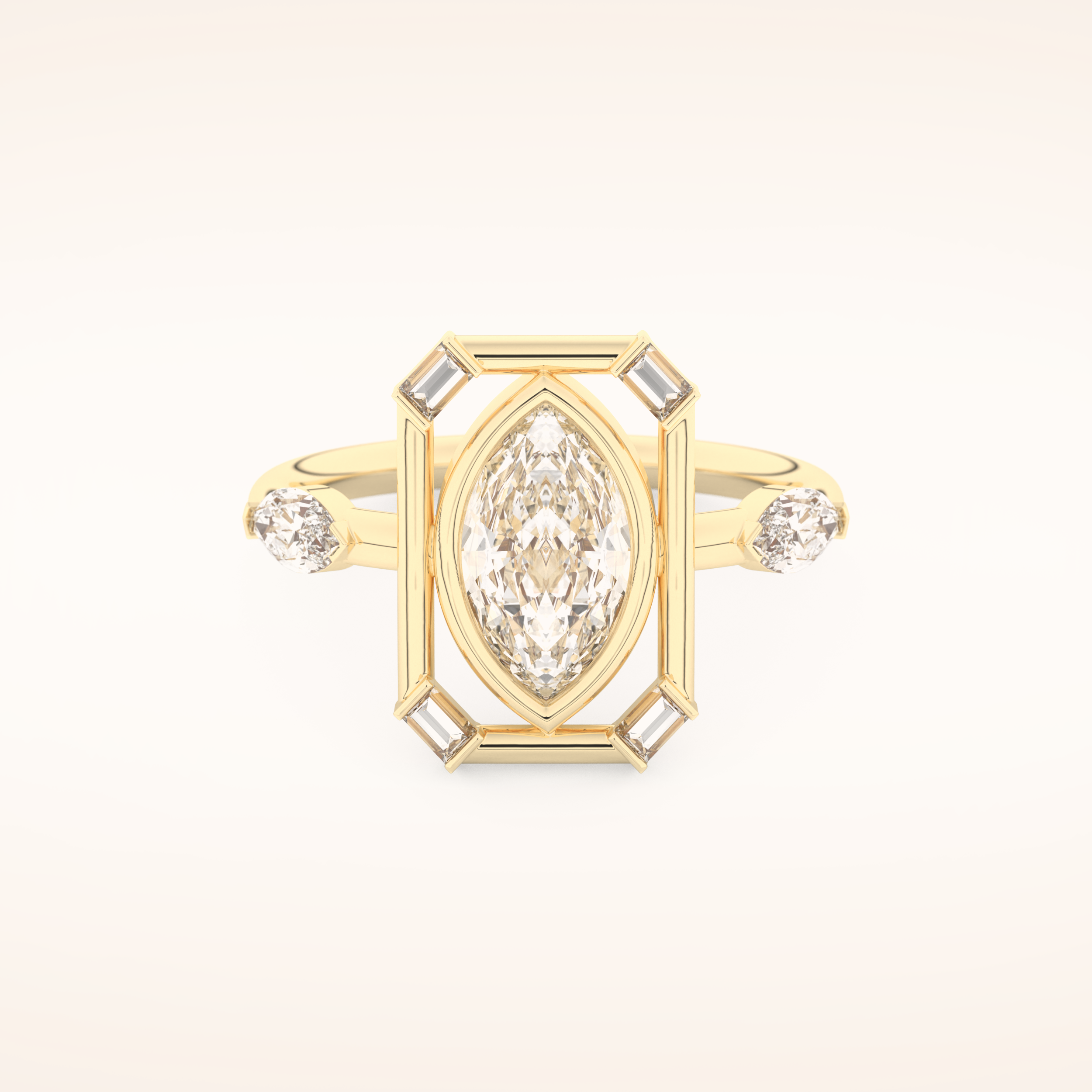 0.88 CT Marquise Shaped Pave Moissanite Engagement Ring