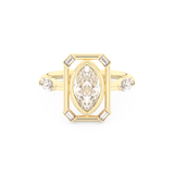 Elongated Marquise Cut 0.88 Carat Moissanite Ring – Bezel Setting in Gold