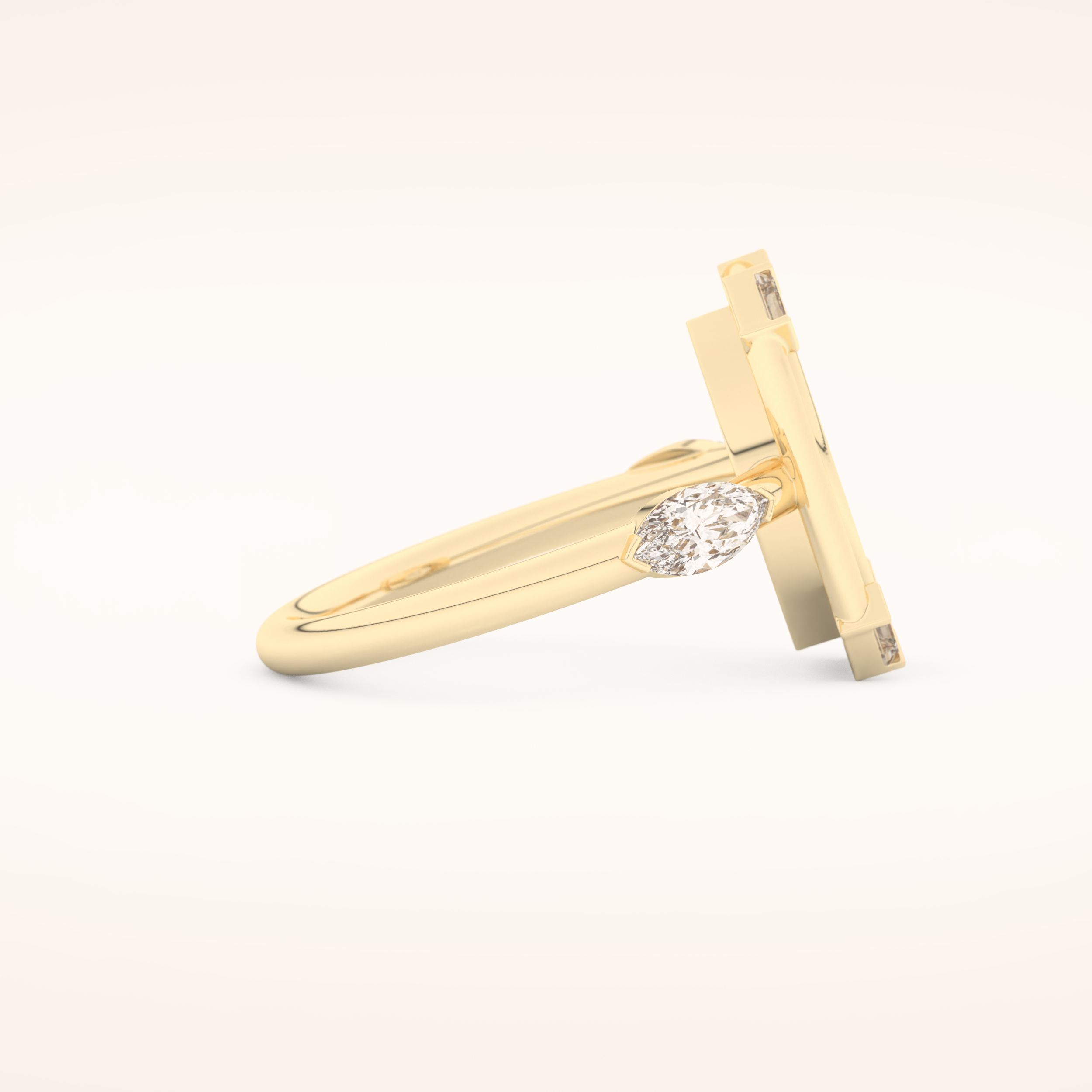 0.88 CT Marquise Shaped Pave Moissanite Engagement Ring