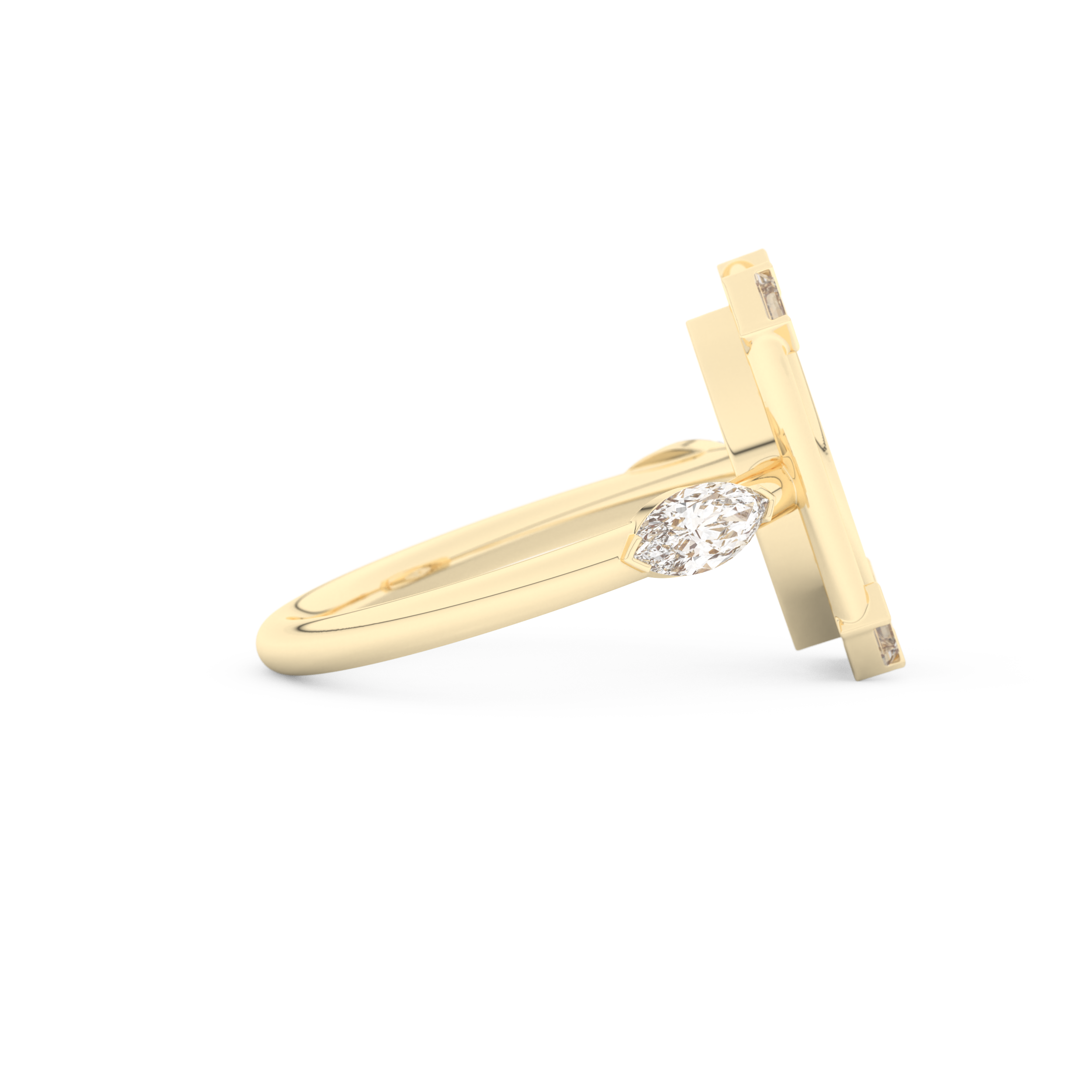 Elongated Marquise Cut 0.88 Carat Moissanite Ring – Bezel Setting in Gold