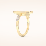 0.88 CT Marquise Shaped Pave Moissanite Engagement Ring