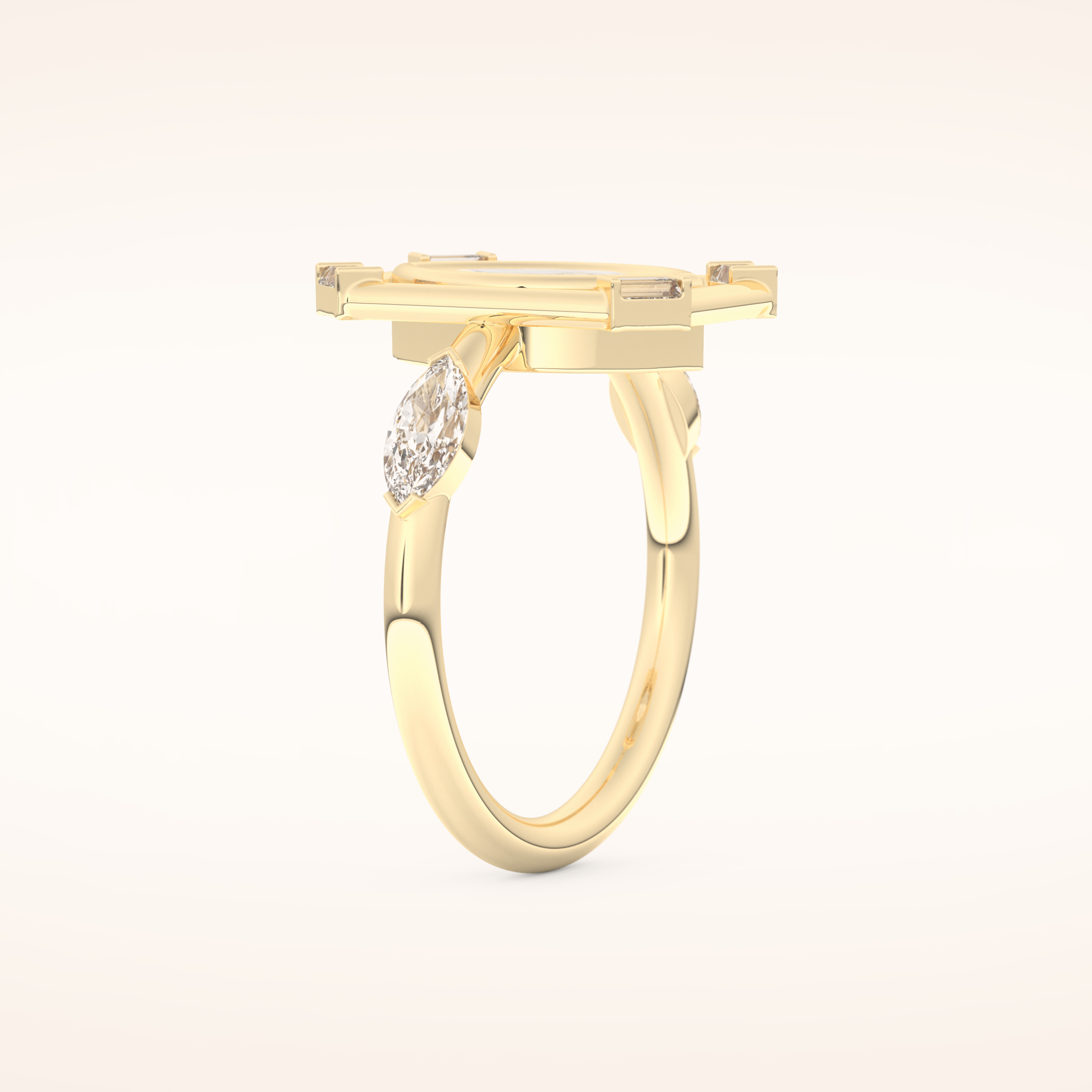 0.88 CT Marquise Shaped Pave Moissanite Engagement Ring