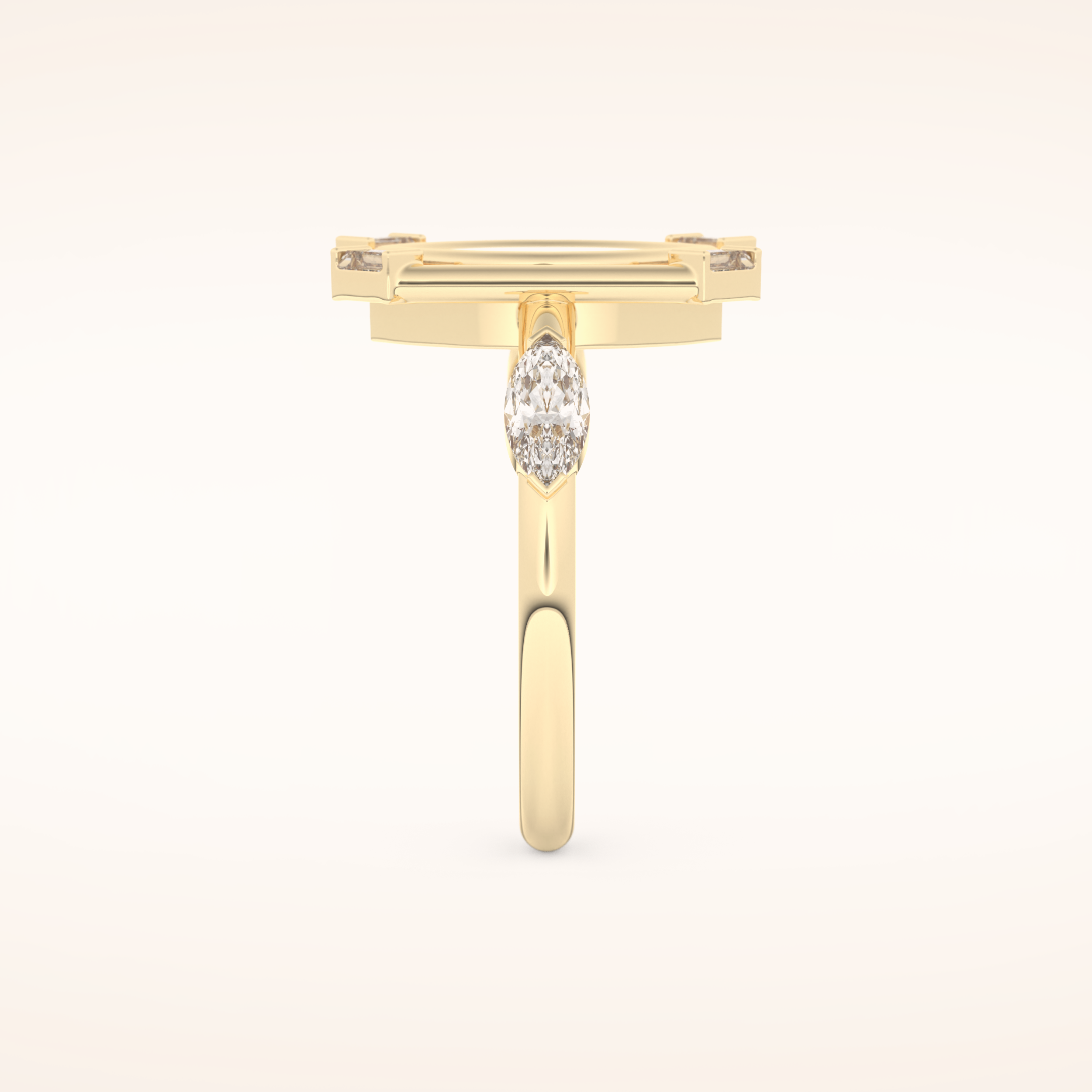 0.88 CT Marquise Shaped Pave Moissanite Engagement Ring