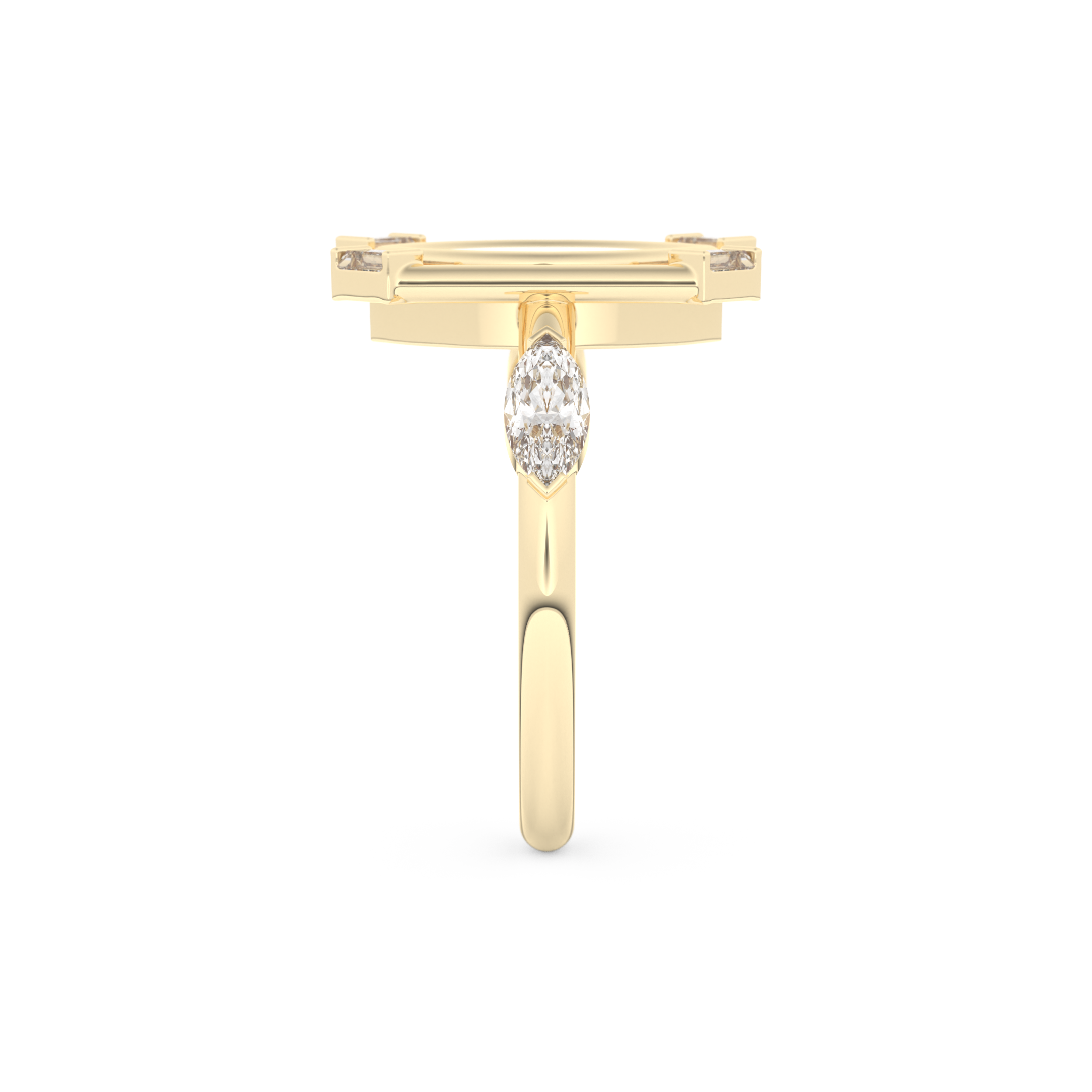 Elongated Marquise Cut 0.88 Carat Moissanite Ring – Bezel Setting in Gold
