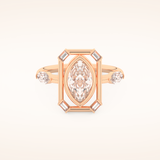0.88 CT Marquise Shaped Pave Moissanite Engagement Ring