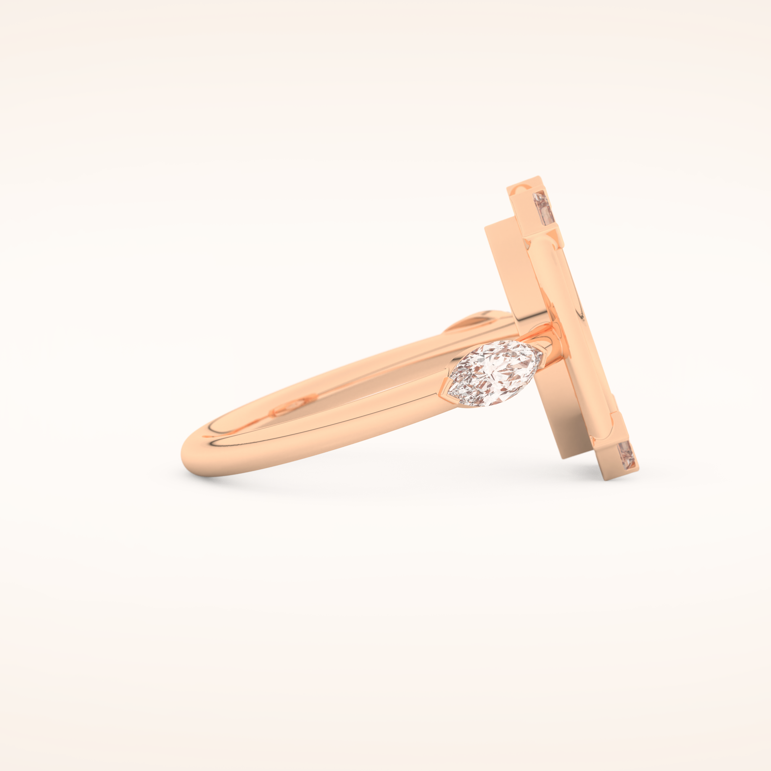 0.88 CT Marquise Shaped Pave Moissanite Engagement Ring