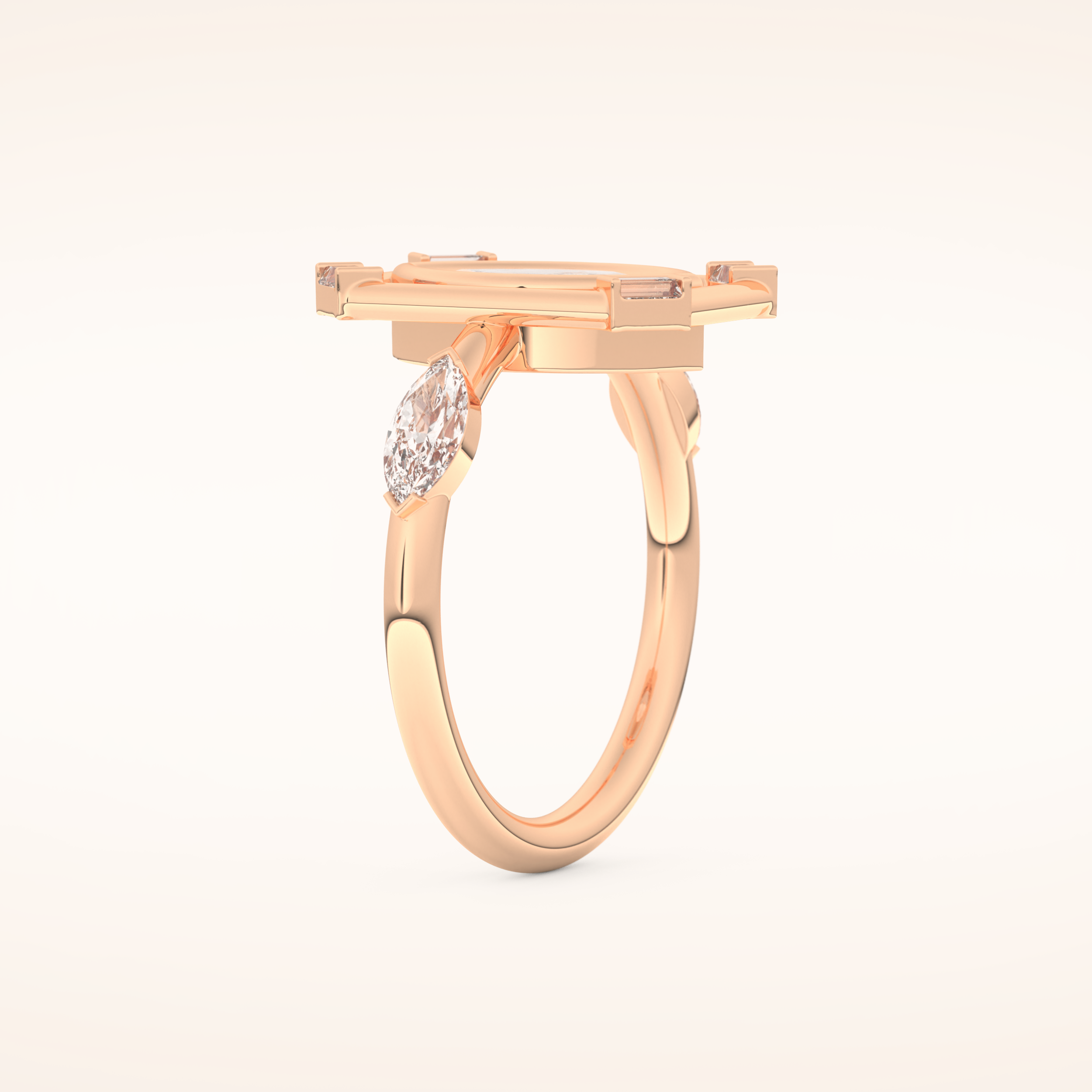0.88 CT Marquise Shaped Pave Moissanite Engagement Ring