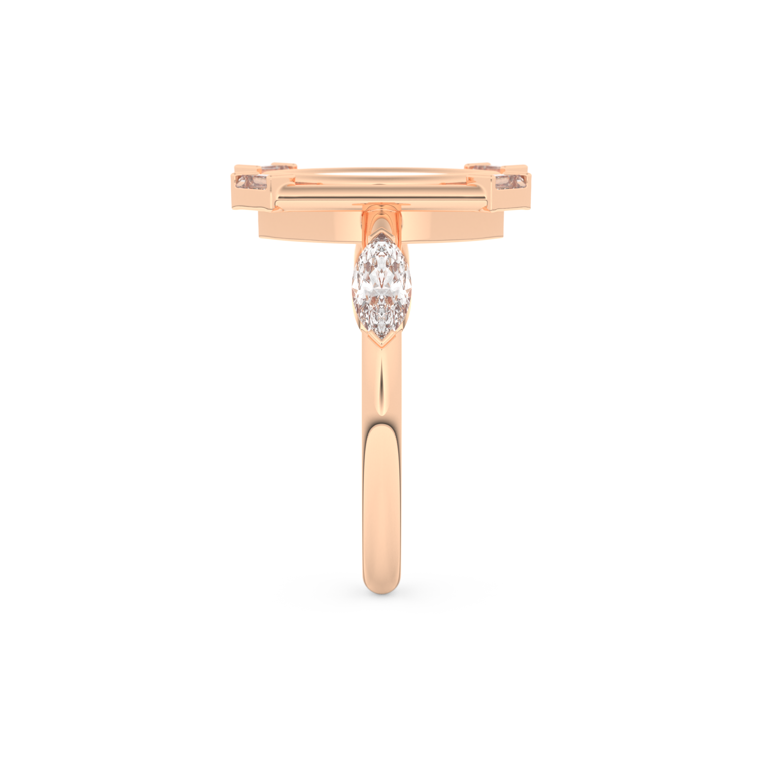 Elongated Marquise Cut 0.88 Carat Moissanite Ring – Bezel Setting in Gold