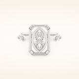 0.88 CT Marquise Shaped Pave Moissanite Engagement Ring