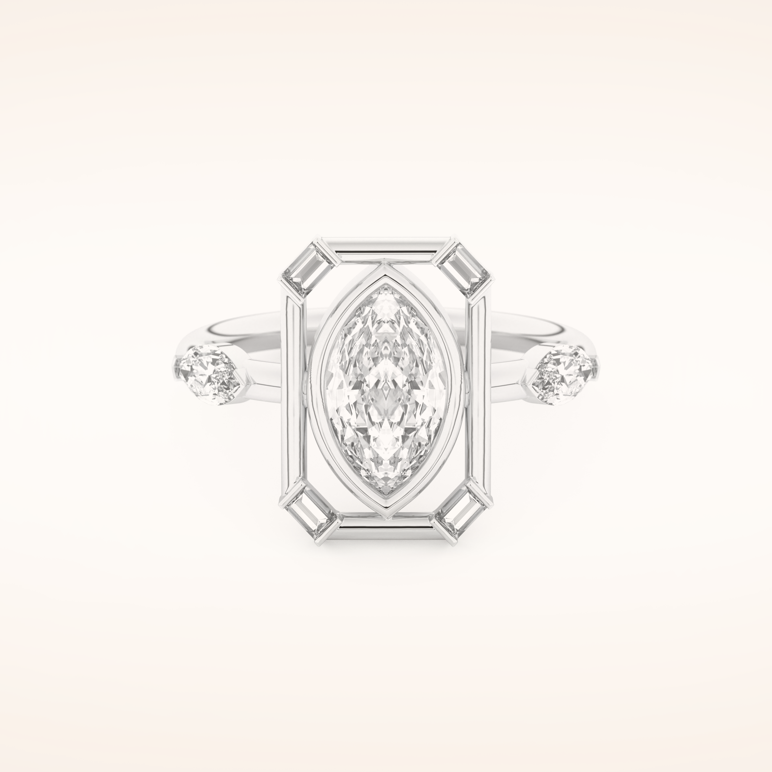 0.88 CT Marquise Shaped Pave Moissanite Engagement Ring