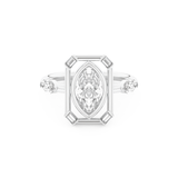 Elongated Marquise Cut 0.88 Carat Moissanite Ring – Bezel Setting in Gold