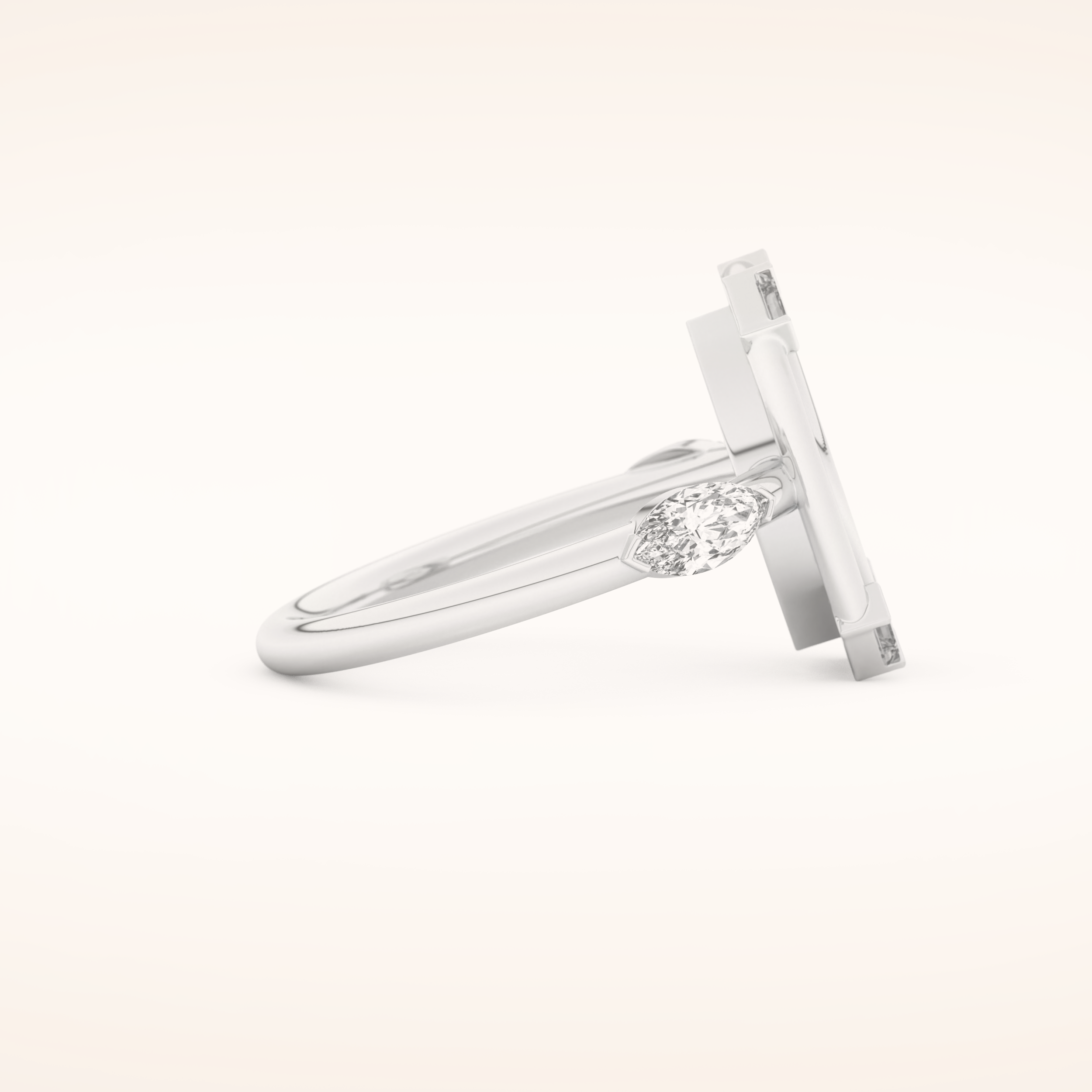 0.88 CT Marquise Shaped Pave Moissanite Engagement Ring