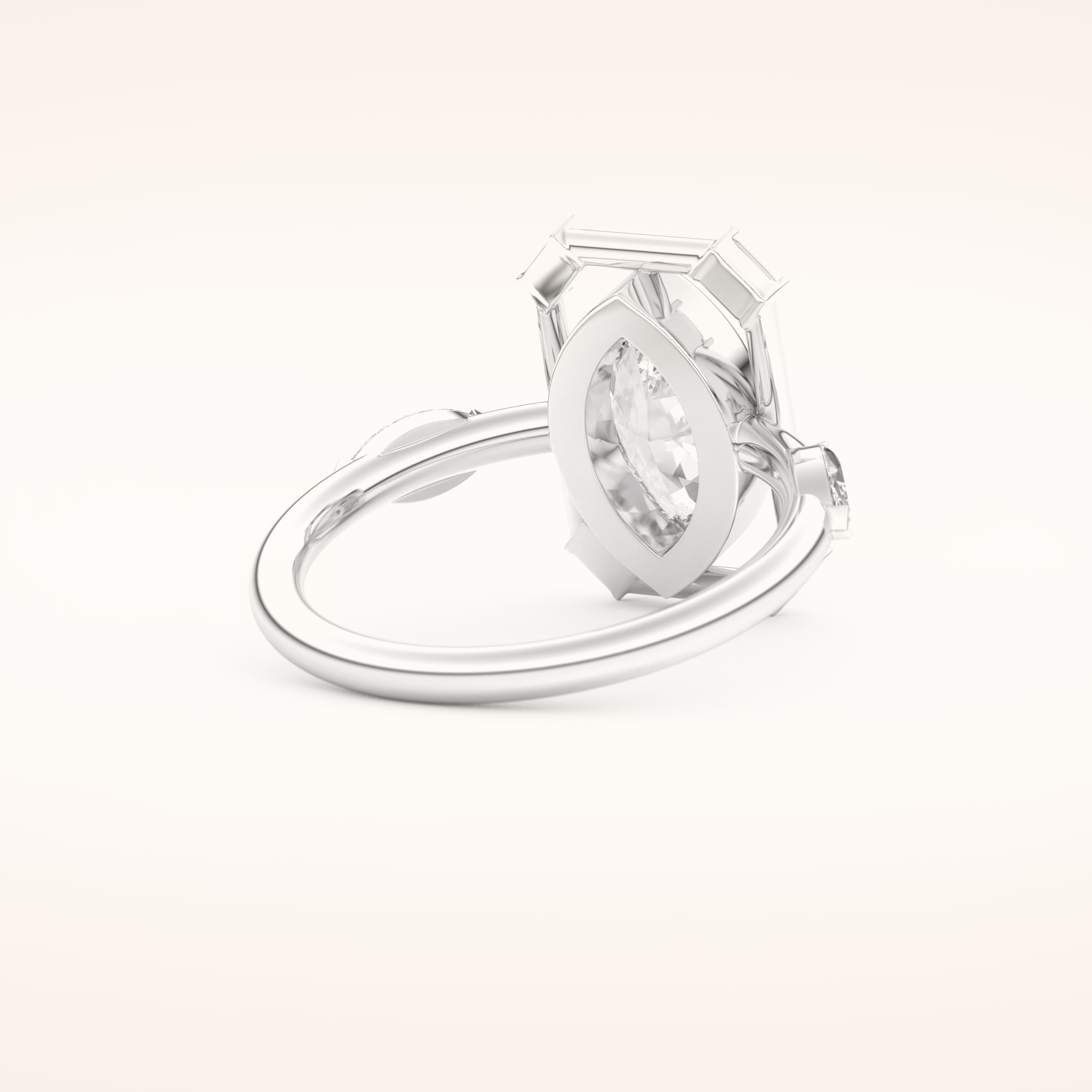 0.88 CT Marquise Shaped Pave Moissanite Engagement Ring