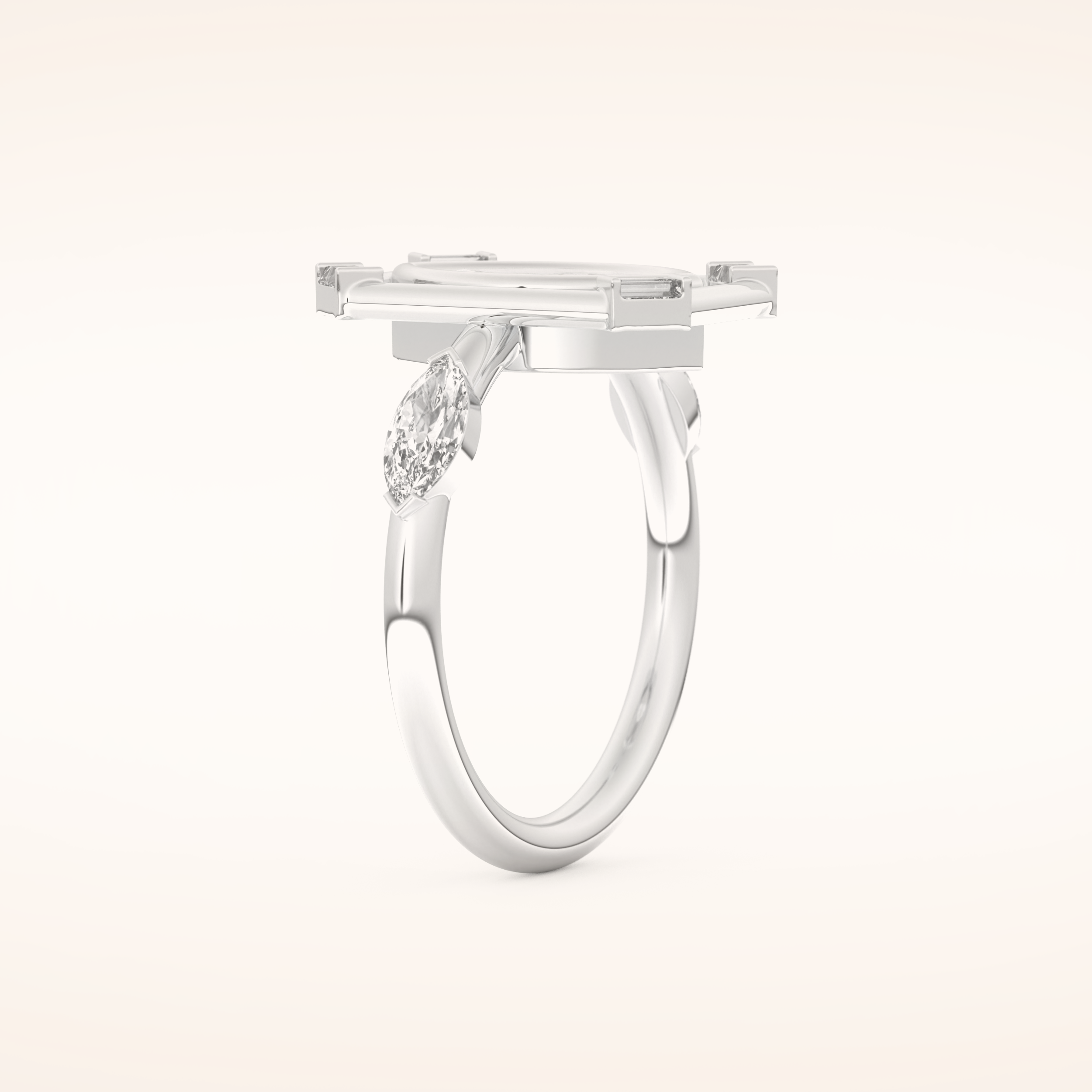 0.88 CT Marquise Shaped Pave Moissanite Engagement Ring