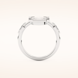 0.88 CT Marquise Shaped Pave Moissanite Engagement Ring
