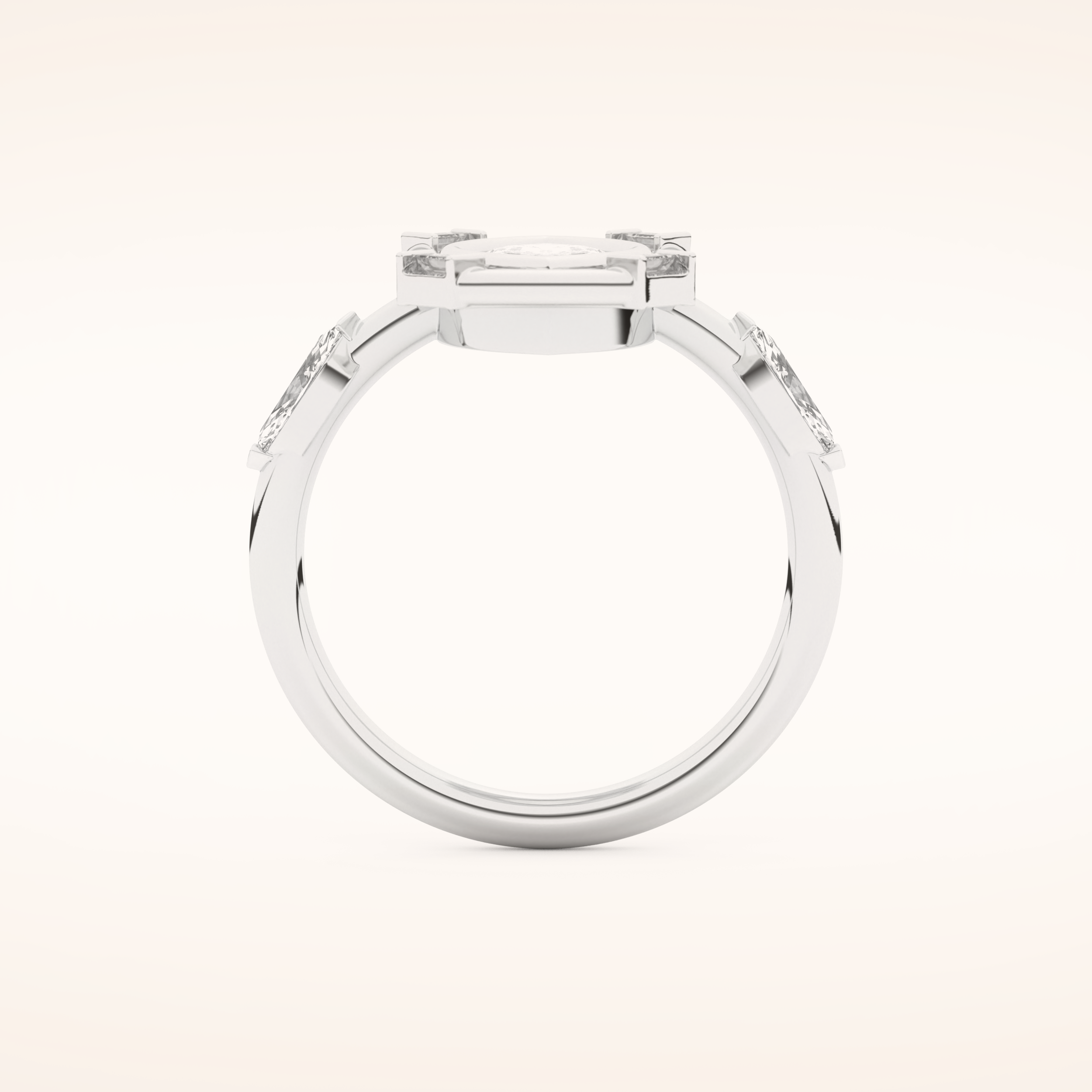 0.88 CT Marquise Shaped Pave Moissanite Engagement Ring