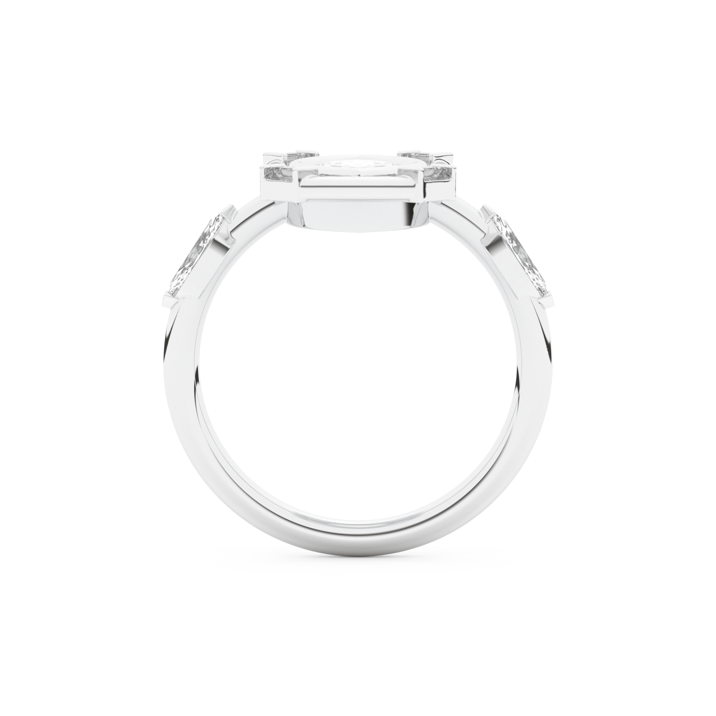 Elongated Marquise Cut 0.88 Carat Moissanite Ring – Bezel Setting in Gold