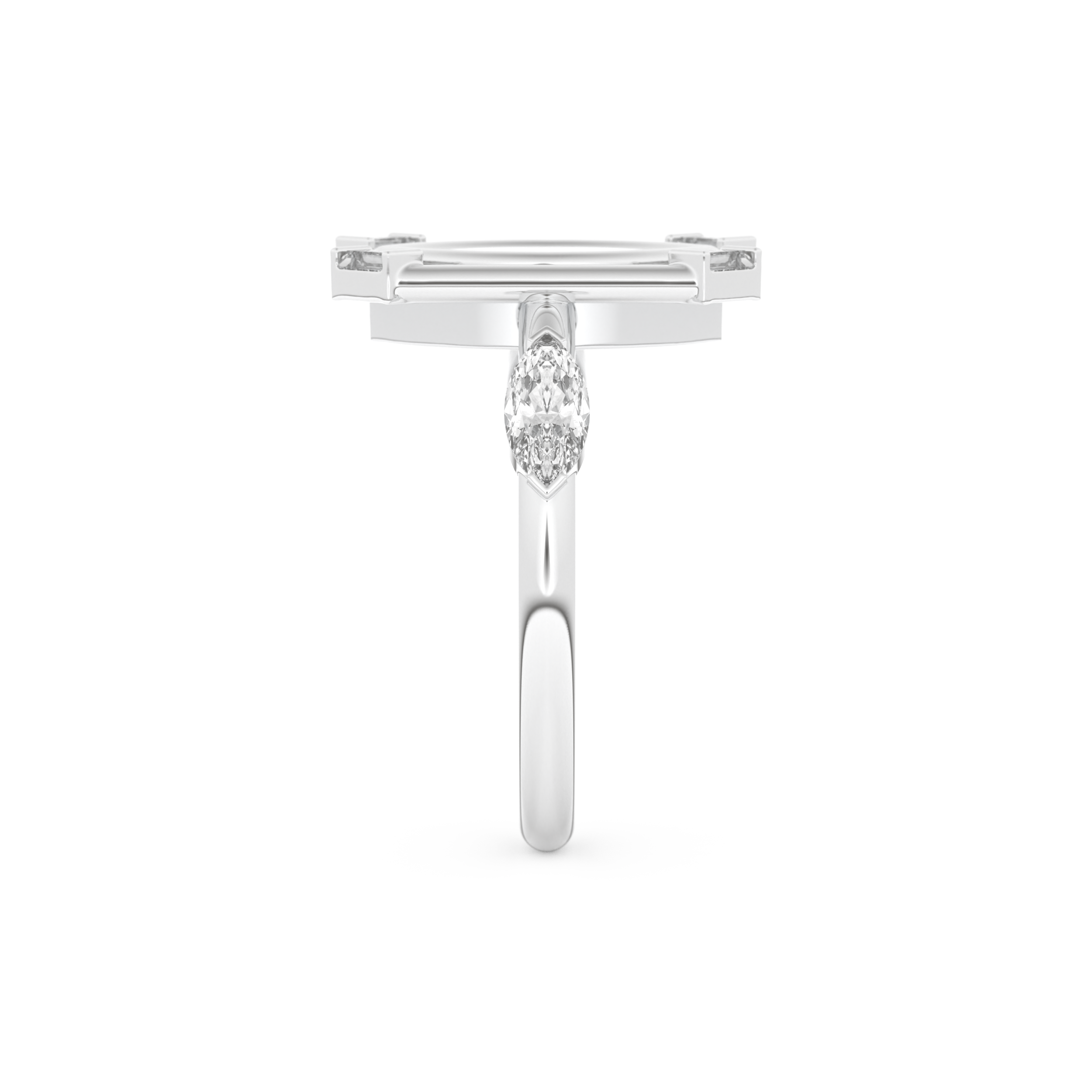 Elongated Marquise Cut 0.88 Carat Moissanite Ring – Bezel Setting in Gold