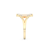 Elongated Baguette Straight Cut 1.0 Carat Moissanite Ring – Three Stones and Split Shank Setting in Gold