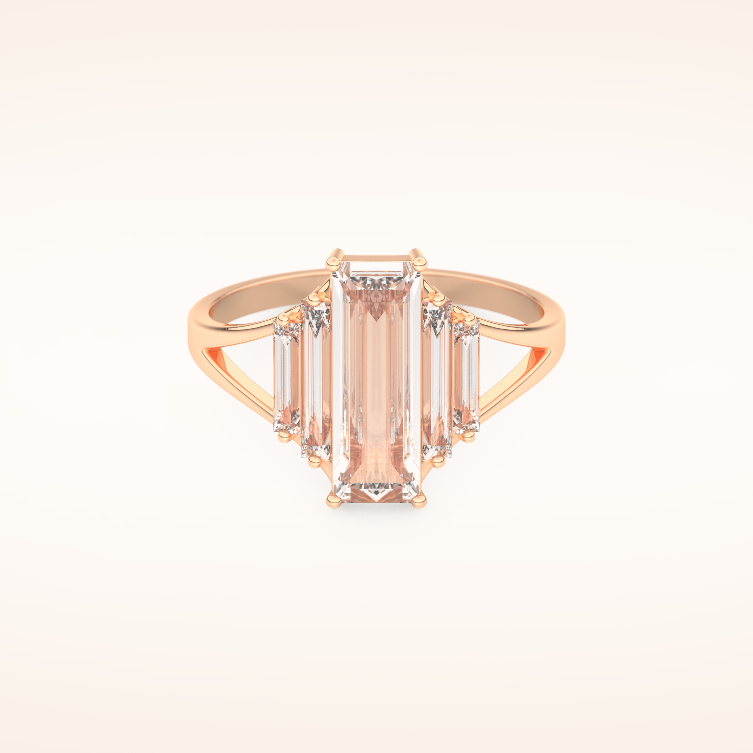 1 CT Baguette Shaped Cluster Moissanite Engagement Ring