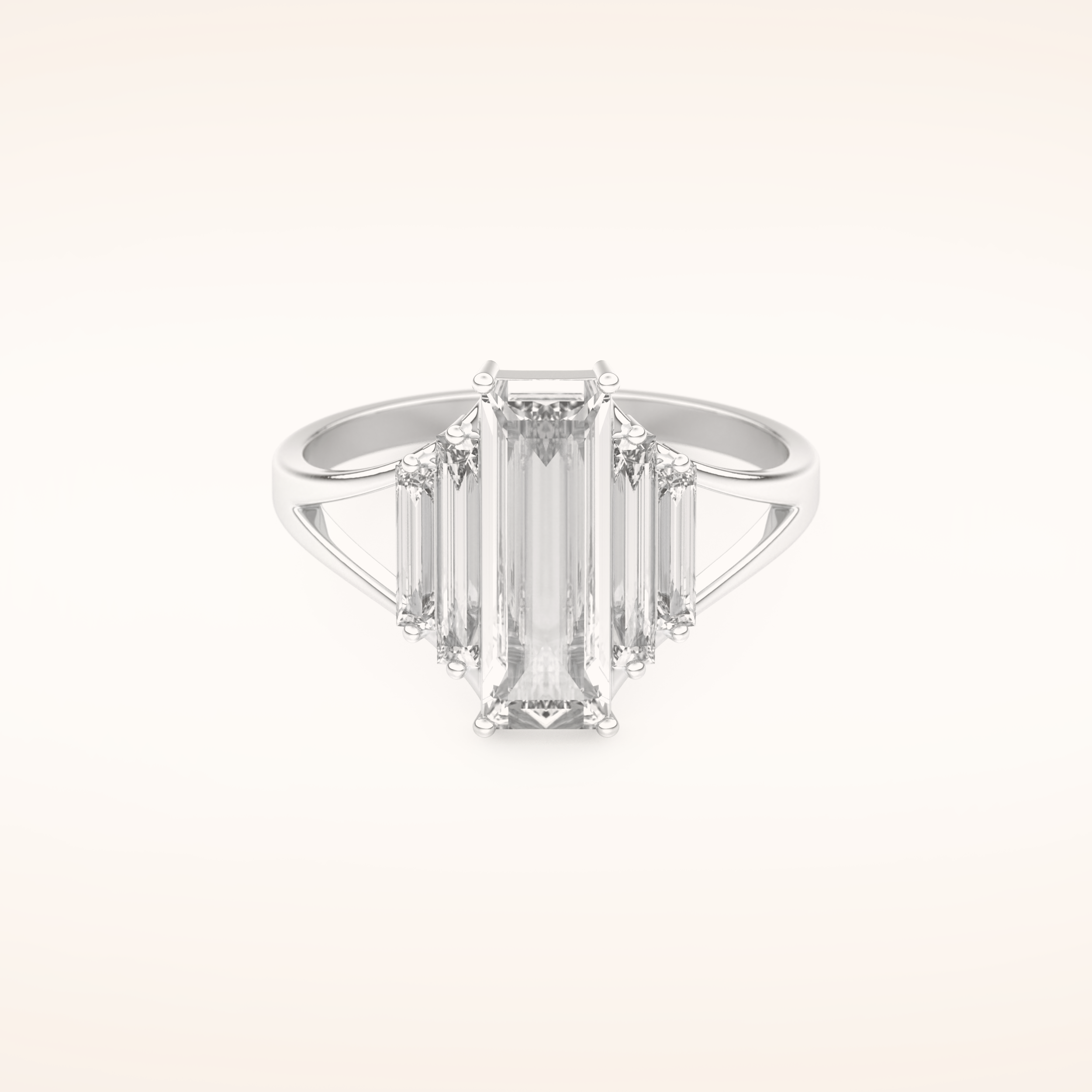 1 CT Baguette Shaped Cluster Moissanite Engagement Ring
