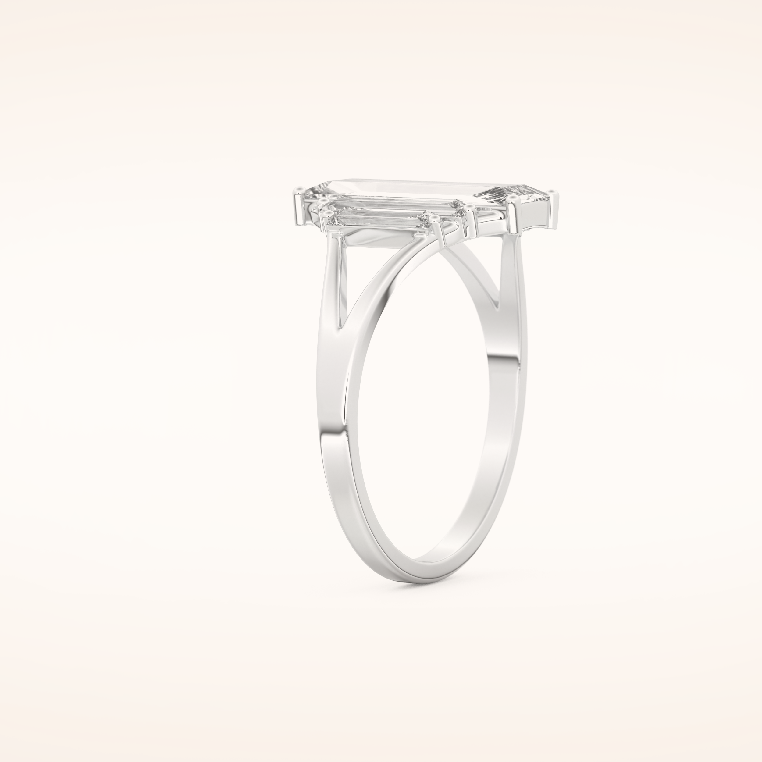 1 CT Baguette Shaped Cluster Moissanite Engagement Ring