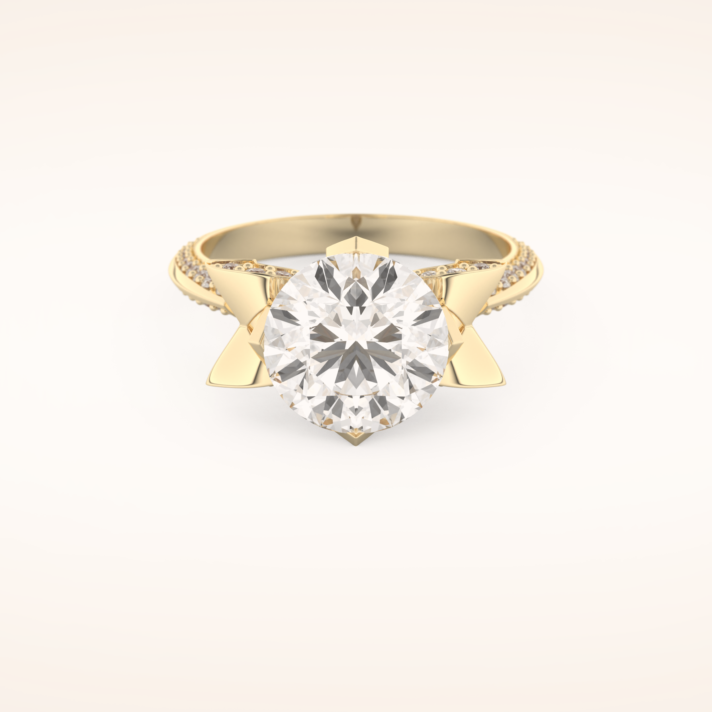 3 CT Round Shaped Pave Moissanite Engagement Ring