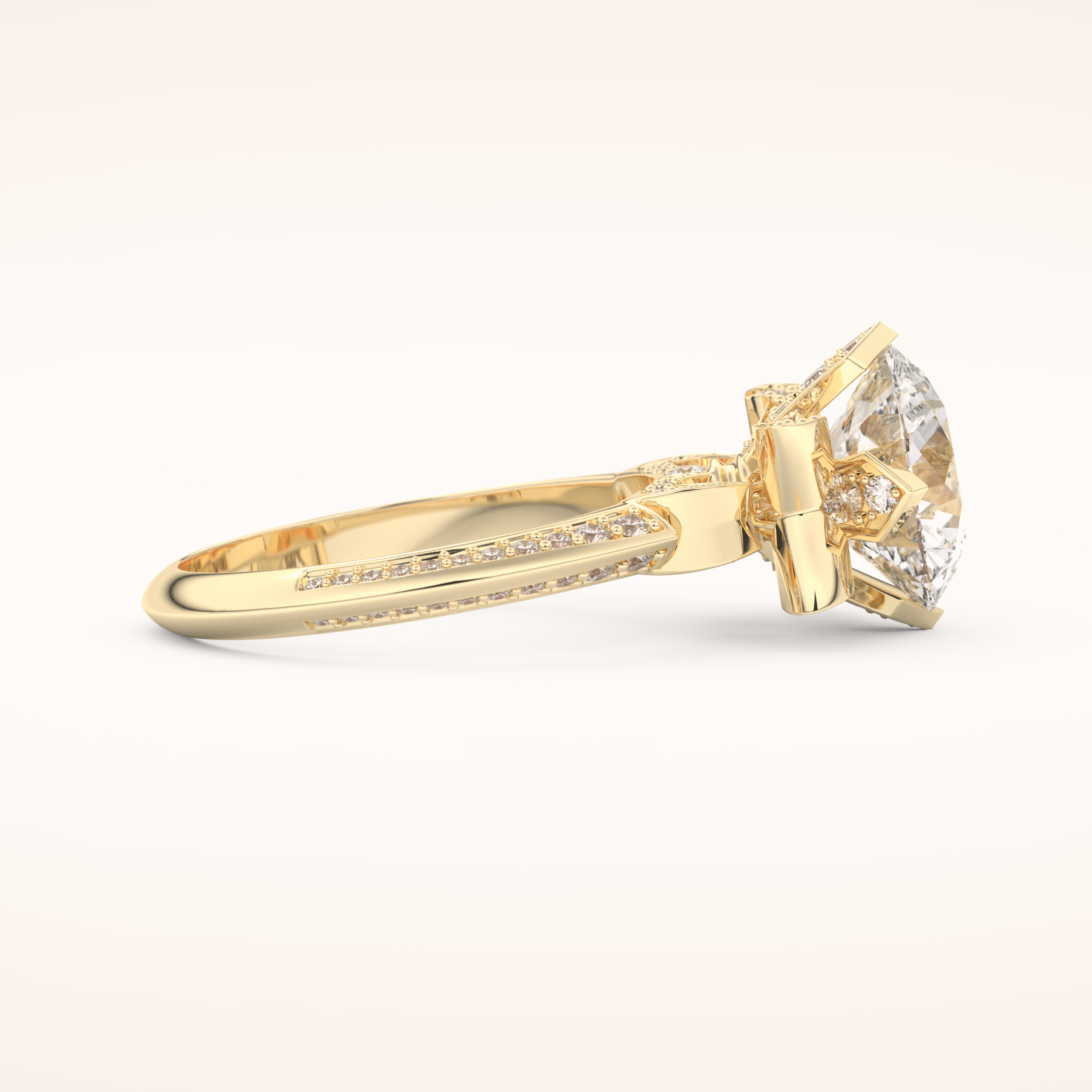 3 CT Round Shaped Pave Moissanite Engagement Ring