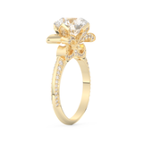 Elongated Round Cut 3.0 Carat Moissanite Ring – Hidden Halo & Pave Setting in Gold