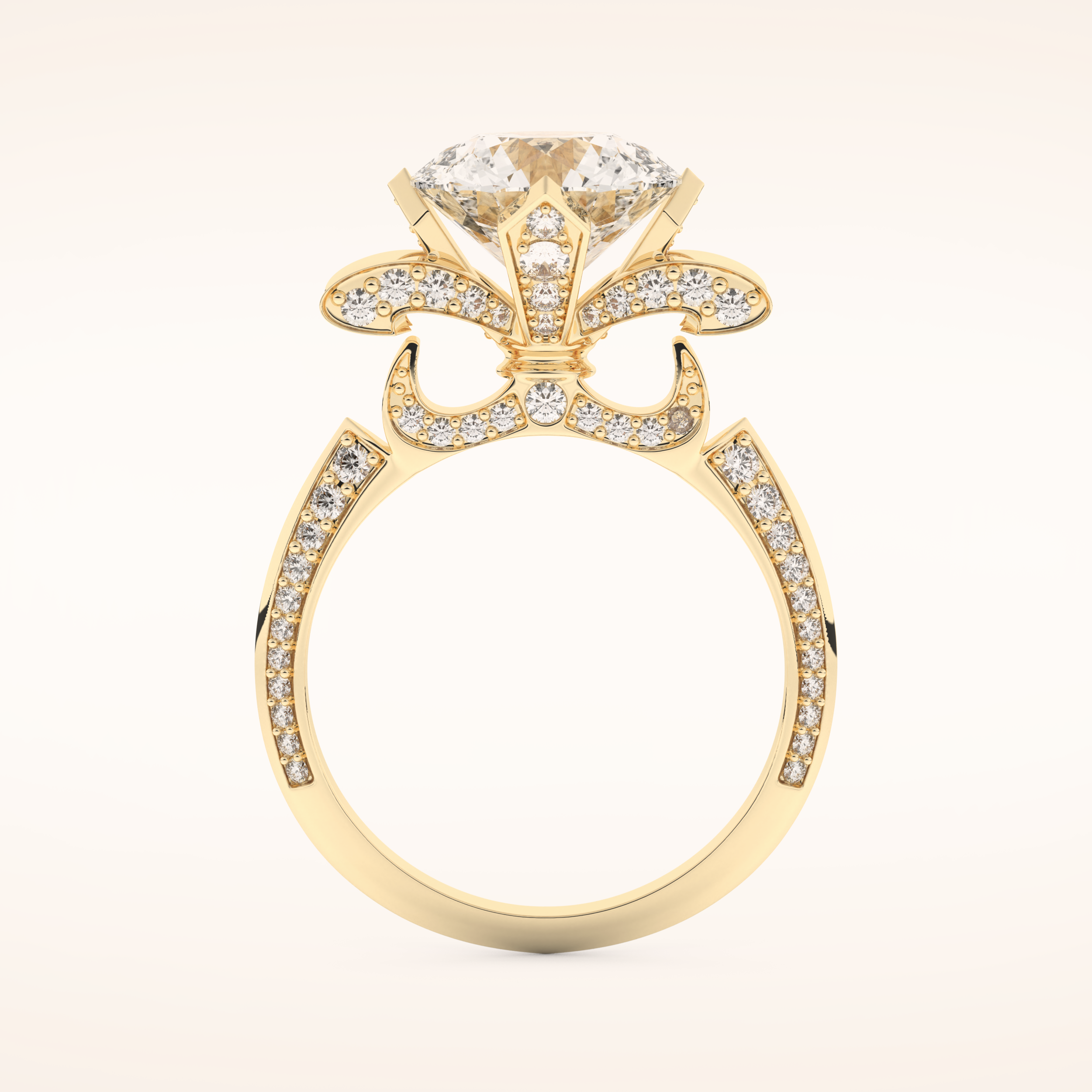 3 CT Round Shaped Pave Moissanite Engagement Ring