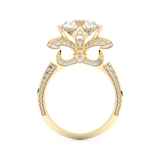 Elongated Round Cut 3.0 Carat Moissanite Ring – Hidden Halo & Pave Setting in Gold