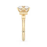 Elongated Round Cut 3.0 Carat Moissanite Ring – Hidden Halo & Pave Setting in Gold