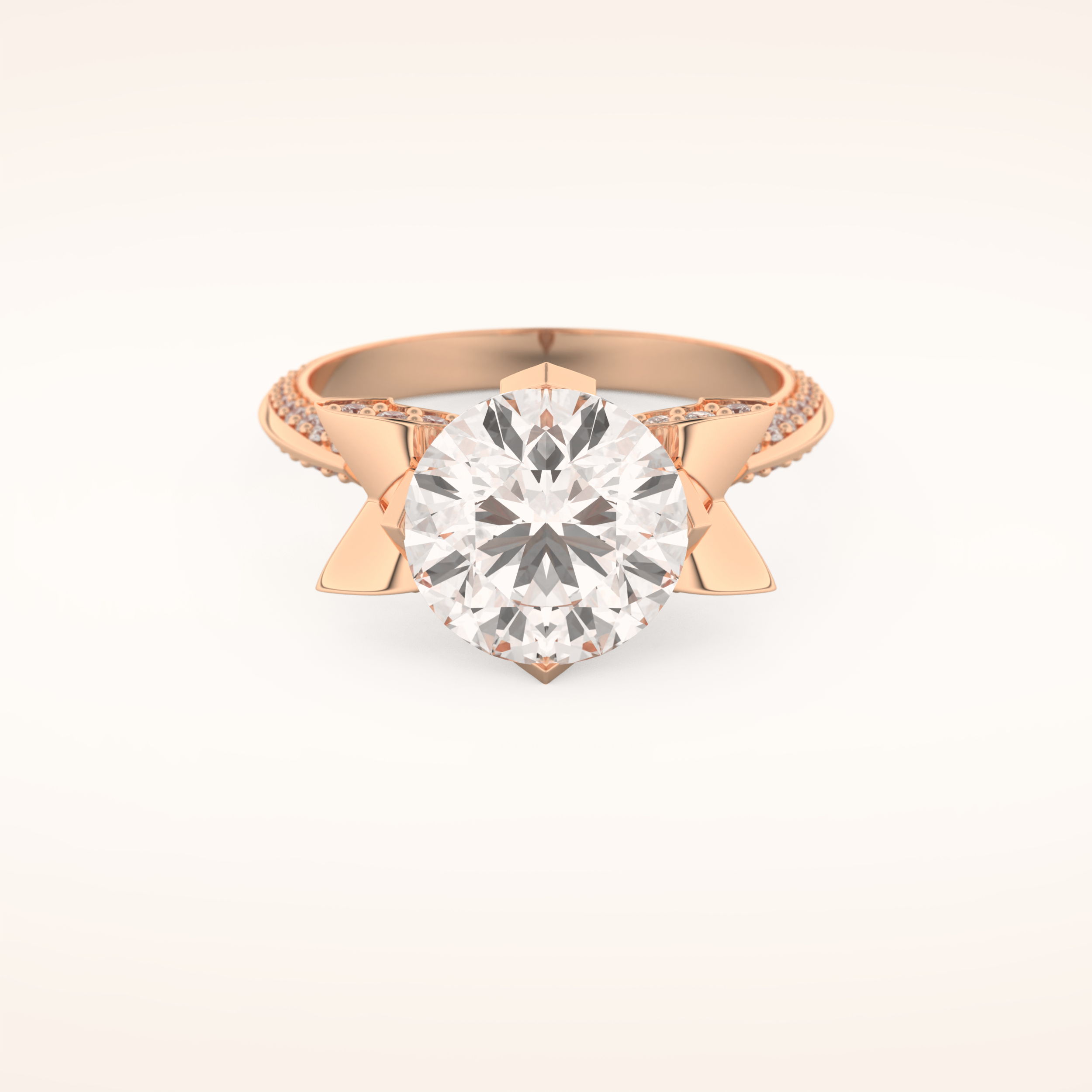 3 CT Round Shaped Pave Moissanite Engagement Ring