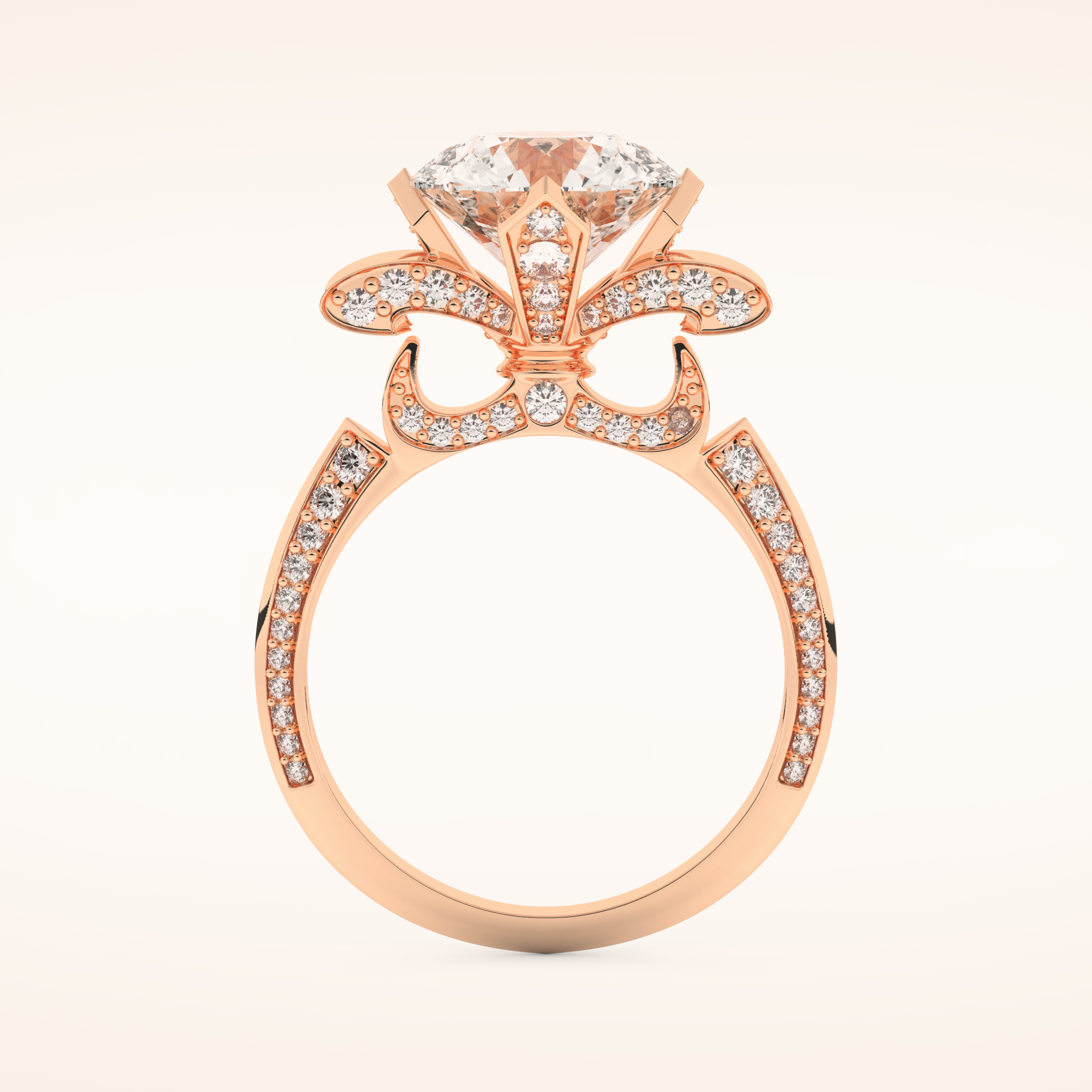 3 CT Round Shaped Pave Moissanite Engagement Ring